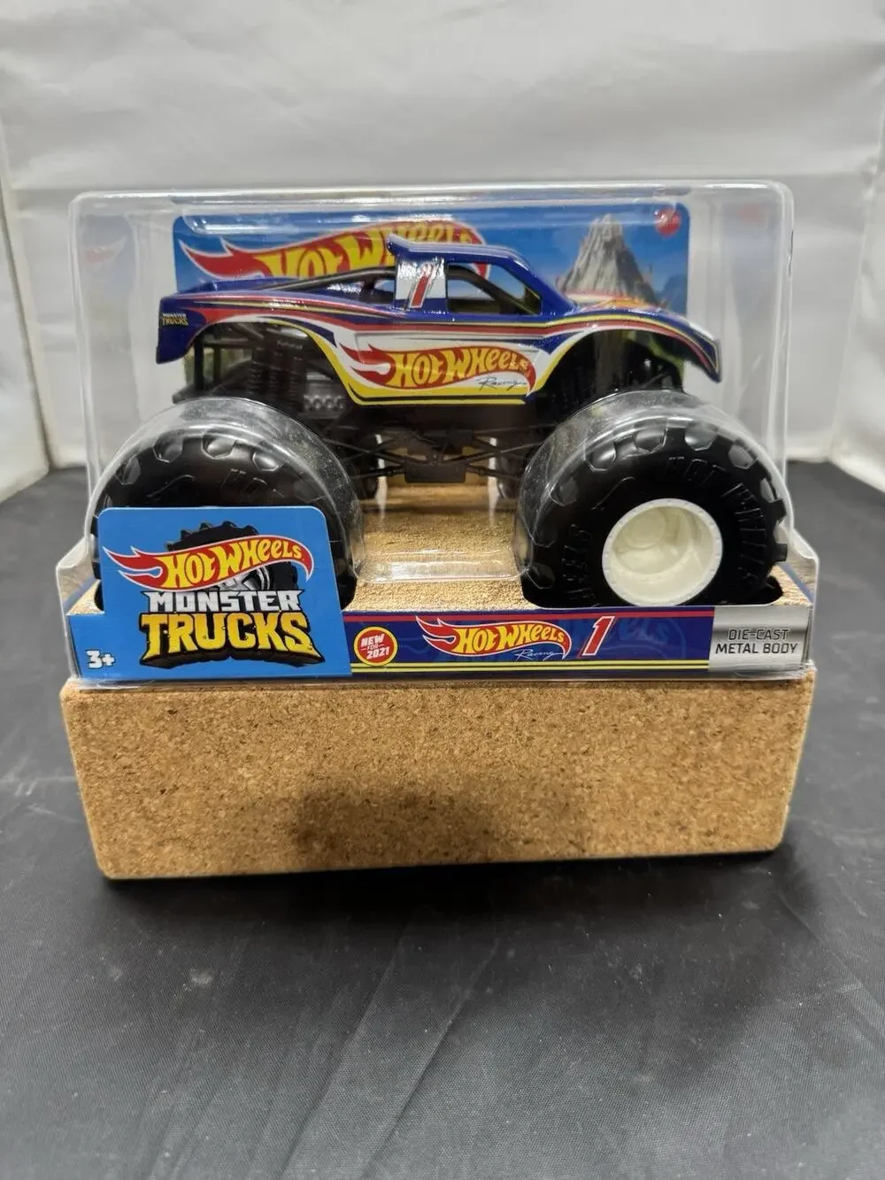 Hot Wheels 2021 Monster Trucks HW Racing Blue #1 1:24 Scale Diecast FYJ83 NIB
